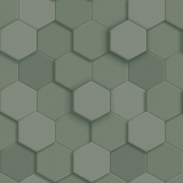 Vliesová tapeta na zeď, zelená, hexagony, 347851, 3D Reflections, Origin