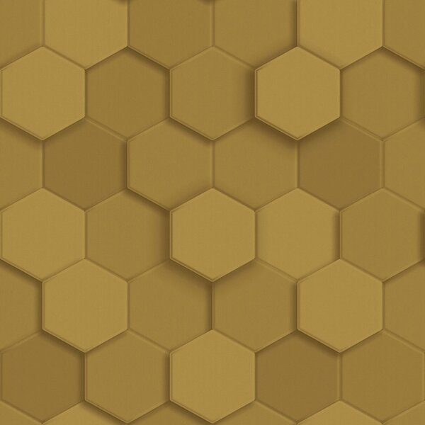 Vliesová tapeta na zeď, zlatá, hexagony, 347971, 3D Reflections, Origin