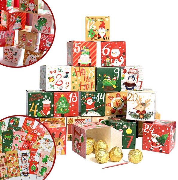 Adventní kalendář - plnitelné krabičky 24 ks
