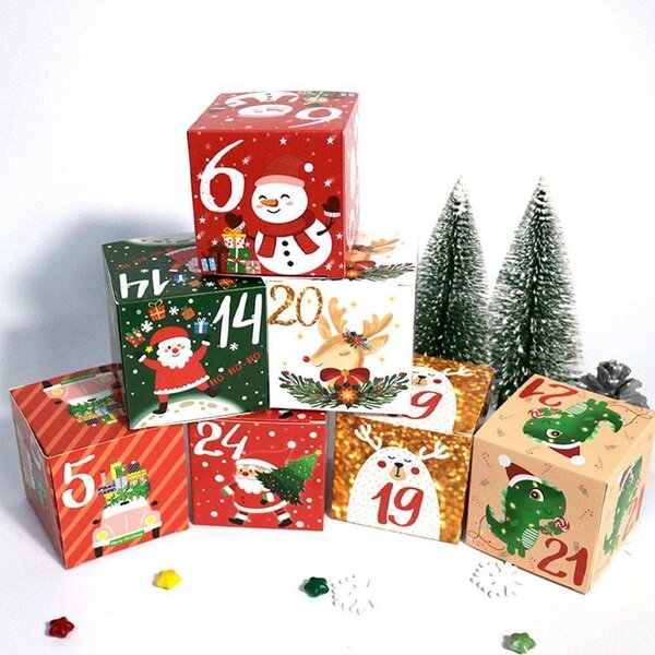 Adventní kalendář - plnitelné krabičky 24 ks