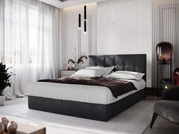 Čalouněná boxspringová postel 140x200 PURAM - černá