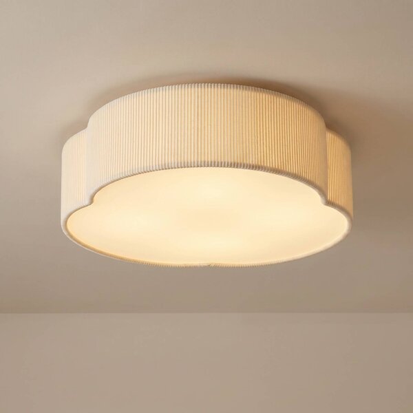 Lindby LED stropní svítidlo Winona, Cord, 48 cm, krémová,, stmívatelný, Krémová / jantar, Obývací pokoj / jídelna, Textil / tkanina / hedvábí