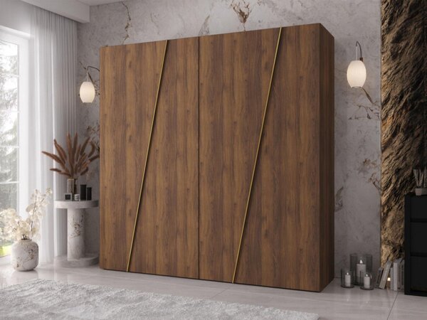Moderní skříň Grelipt 200 cm, Barva: bílá / bílá + zlatá 5903211531804