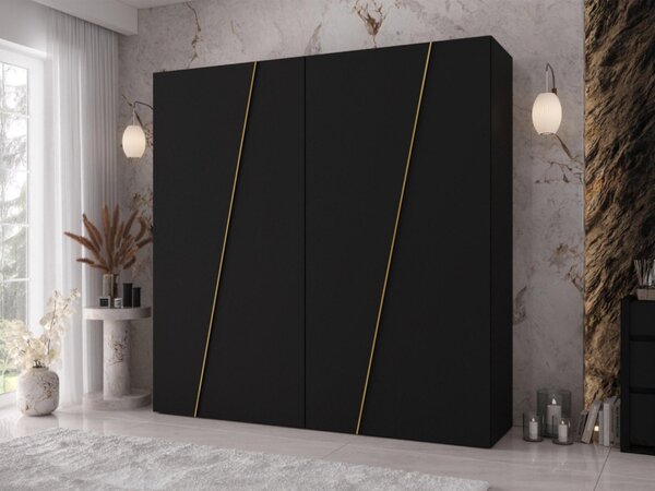Moderní skříň Grelipt 200 cm, Barva: bílá / bílá + zlatá 5903211531804