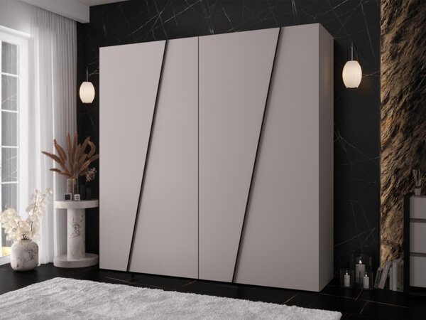 Moderní skříň Grelipt 200 cm, Barva: bílá / bílá + zlatá 5903211531804