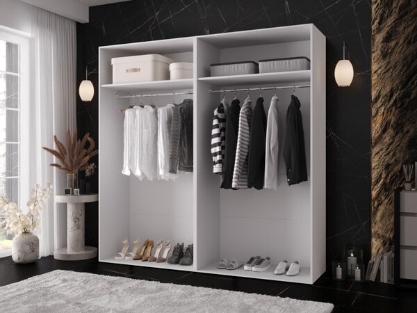 Moderní skříň Grelipt 200 cm, Barva: bílá / bílá + zlatá 5903211531804