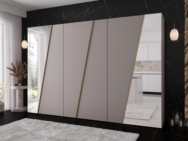 Skříň se zrcadlem Grelipt 2L 300 cm, Barva: dub artisan / dub artisan + černá 5903211532320