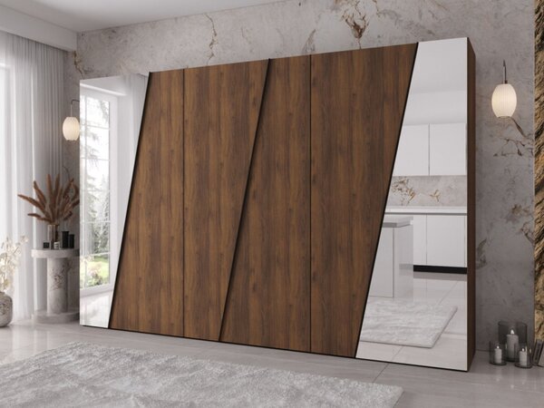 Skříň se zrcadlem Grelipt 2L 300 cm, Barva: dub artisan / dub artisan + černá 5903211532320