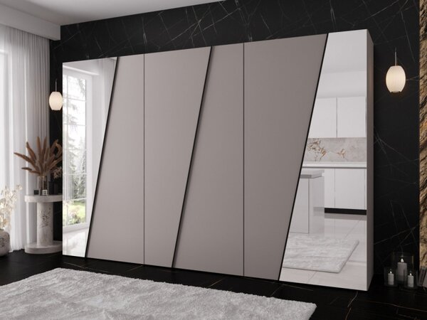 Skříň se zrcadlem Grelipt 2L 300 cm, Barva: dub artisan / dub artisan + černá 5903211532320