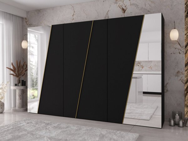 Skříň se zrcadlem Grelipt 2L 300 cm, Barva: dub artisan / dub artisan + černá 5903211532320