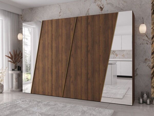 Skříň se zrcadlem Grelipt 2L 300 cm, Barva: dub artisan / dub artisan + černá 5903211532320