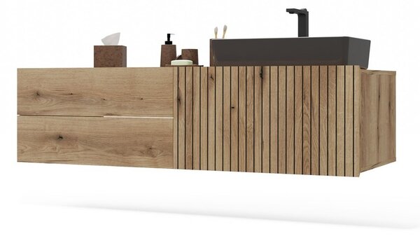 TP Living Závěsná skříňka pod umyvadlo s deskou TIGO 1D2S 140 cm dub evoke