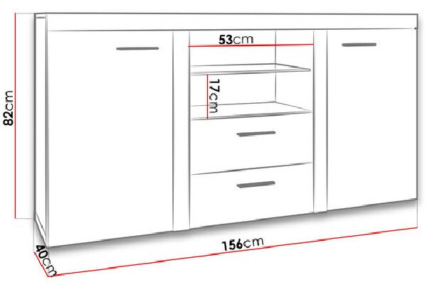 Kombinovaná komoda PUMBA - bílá / beton