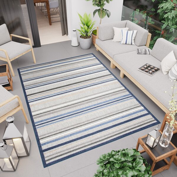 Makro Abra Moderní kusový koberec AVENTURA ED50A Proužky šedý modrý Rozměr: 80x150 cm