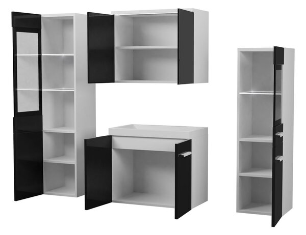 Koupelnová sestava s LED osvětlením YUKO 2 - kaštan / lesklá šedá