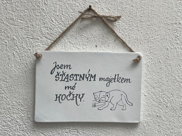 Kočičí cedulka - Štastný majetek Keramika Andreas