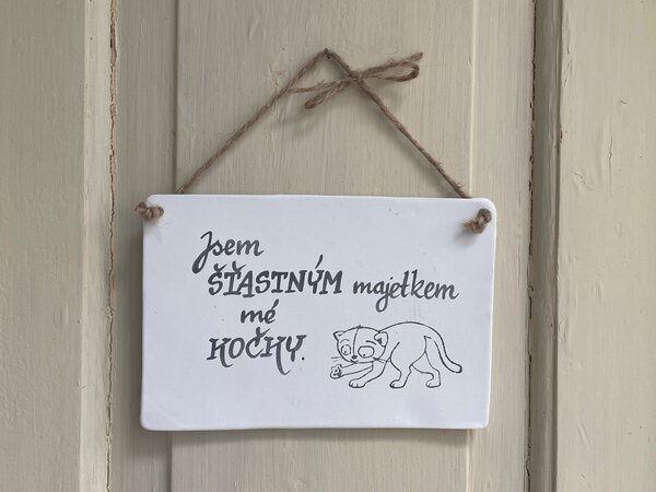 Kočičí cedulka - Štastný majetek Keramika Andreas
