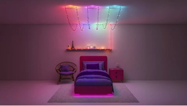 Philips Wiz 8720169076969 Wi-Fi LED Smart Fairy Light Type-C vánoční řetěz 20m 15W 2700-5000K+RGB, IP44 černá