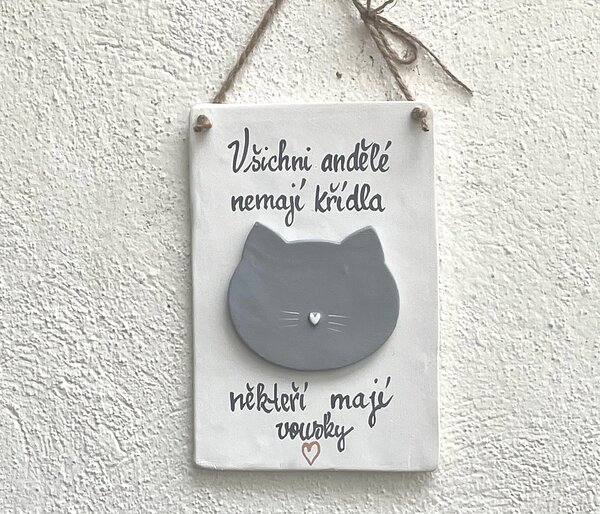 Kočičí cedulka - Kočky andělé Keramika Andreas