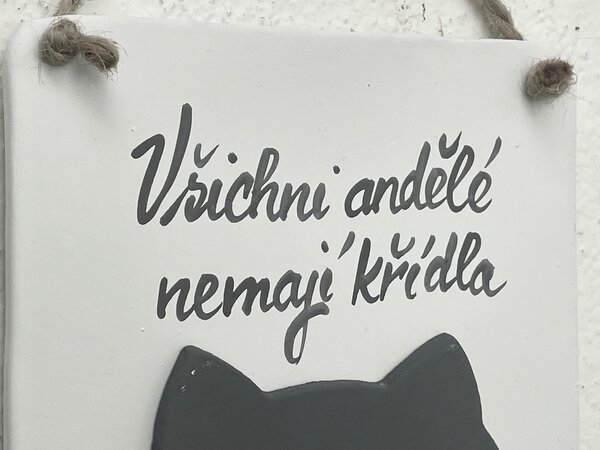 Kočičí cedulka - Kočky andělé Keramika Andreas