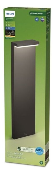 Philips 8720169257436 UltraEfficient Bustan venkovní stojanové svítidlo/sloupek LED V770mm 3,8W/800lm 2700K IP44 antracit