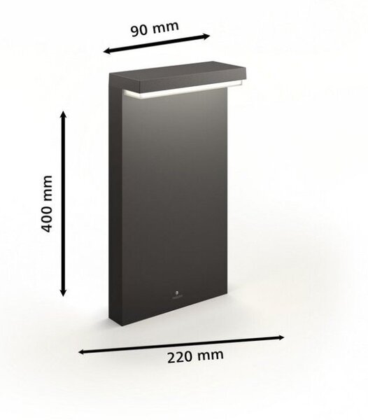 Philips 8720169257290 UltraEfficient Bustan venkovní stojanové svítidlo/sloupek LED V400mm 3,8W/800lm 2700K IP44 antracit