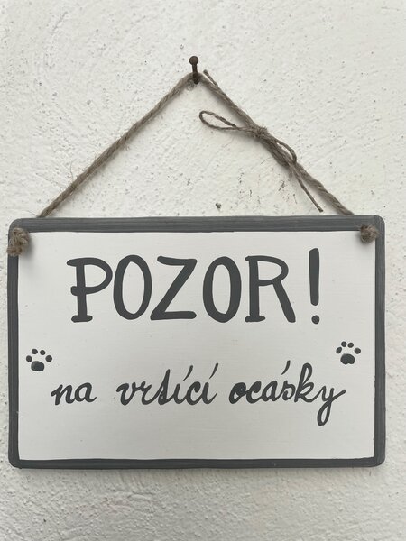 Cedulka pro pejskaře větší Pozor na vrtící ocásky Keramika Andreas