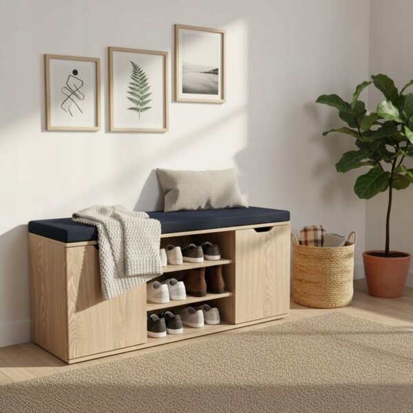 Botník s sedákem Porta do předsíně MDF 103x30x46 cm hnědá