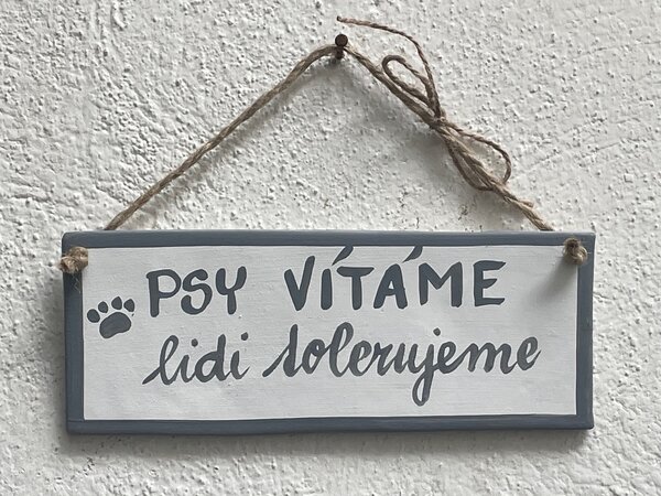 Cedulka pro pejskaře menší Psy vítáme Keramika Andreas