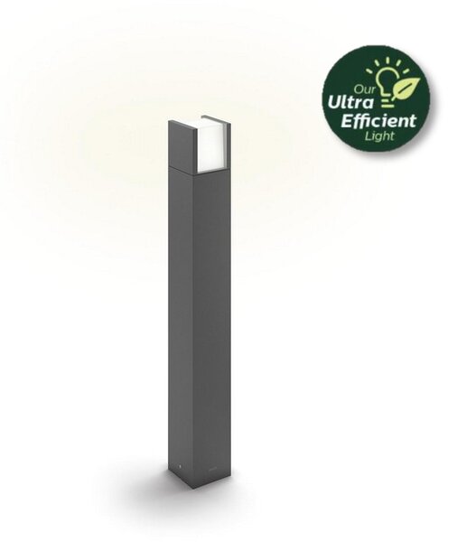 Philips 8720169278080 UltraEfficient Arbour venkovní stojanové svítidlo/zahradní sloupek V770mm LED 3,8W/800lm 2700K IP44 antracit