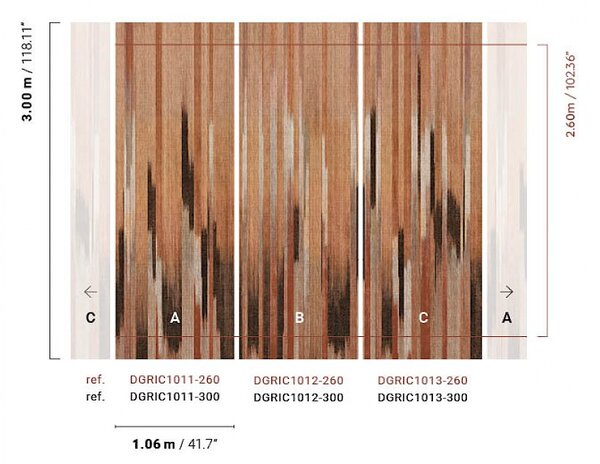 Vliesová obrazová tapeta na zeď, imitace látky, hnědá, pruhy, DGRIC1011-260, Serica, Masureel
