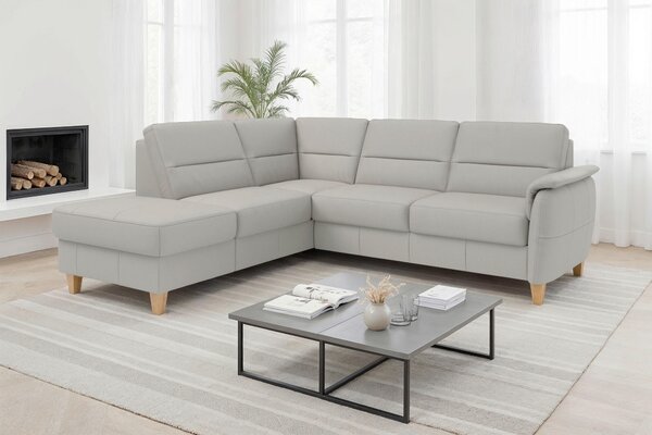 ROHOVÁ SEDAČKA, kůže, světle šedá Sit & More - Sedací soupravy, Online Only