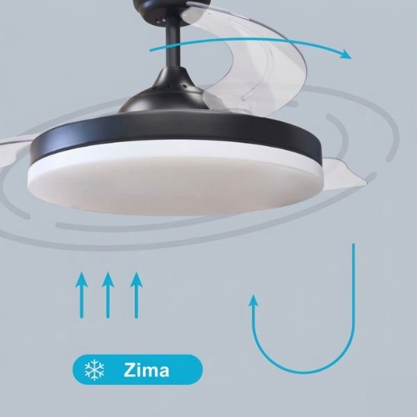 Stropní ventilátor se světlem Tungati 107cm 61W, 1521lm, CCT, DO, černý, 3 roky záruka