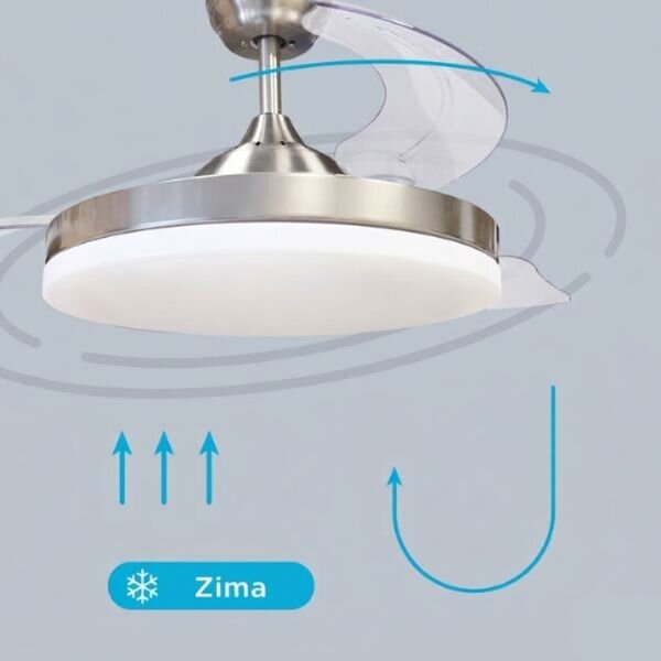 Stropní ventilátor se světlem Tungati 107cm 61W 1521lm, CCT, DO, barva nikl, 3 roky záruka