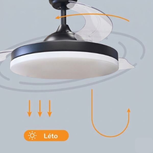 Stropní ventilátor se světlem Tungati 107cm 61W, 1521lm, CCT, DO, černý, 3 roky záruka