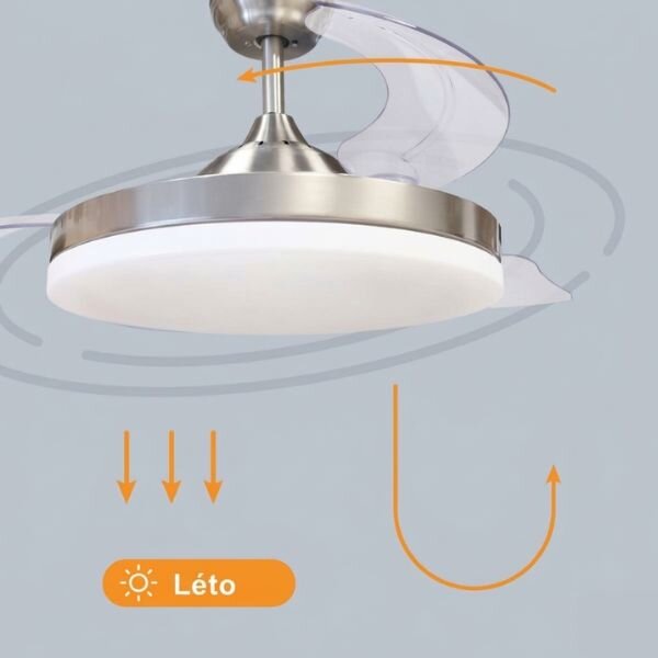 Stropní ventilátor se světlem Tungati 107cm 61W 1521lm, CCT, DO, barva nikl, 3 roky záruka