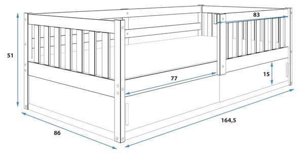 Dětská postel SMART 80x160 cm Bílá - bílá