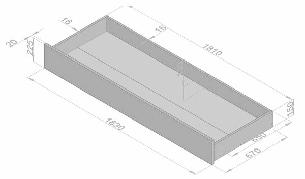 Rozkládací postel BONDI s úložným prostorem, masiv borovice