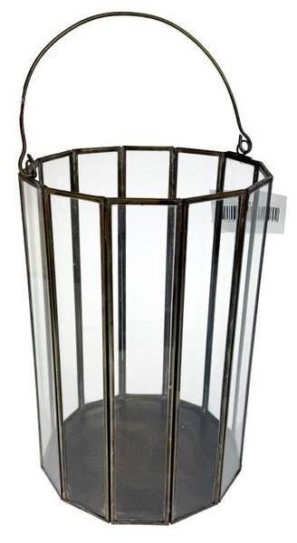 Svícen metal sklo pr.18 cm, v. 26 cm