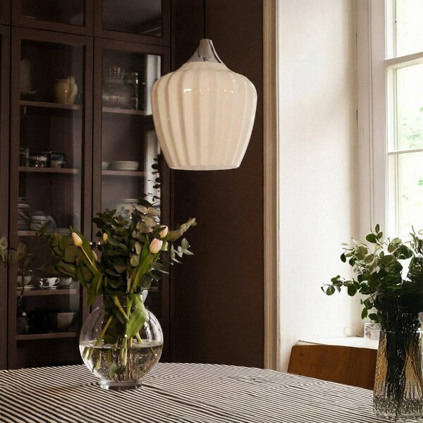 PR Home Závěsné světlo Amalfi, opálově bílé, Ø 25 cm, sklo, E27, zástrčka, Bílá / opál, Obývací pokoj / jídelna, Sklo, Skandinávský