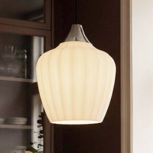 PR Home Závěsné světlo Amalfi, opálově bílé, Ø 25 cm, sklo, E27, zástrčka, Bílá / opál, Obývací pokoj / jídelna, Sklo, Skandinávský
