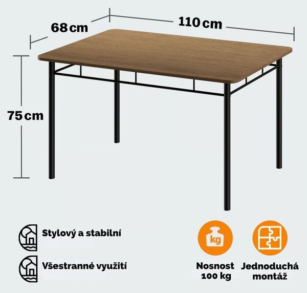 Jídelní souprava LEO, 5-dílná, černá/hnědá Casaria