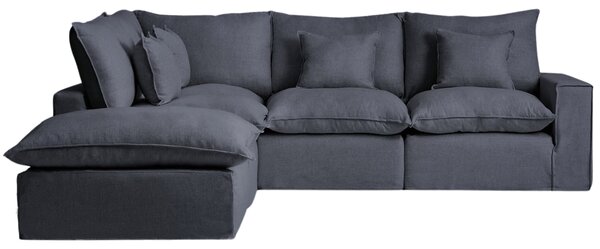 Kave Home Tmavě šedá rohová pohovka Anarela 307 cm s odnímatelným potahem, levá