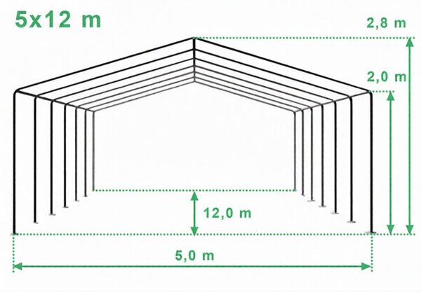 Párty stan 5x12 m PREMIUM - ohnivzdorný barva Bílá