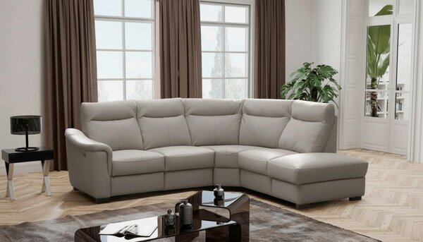 ROHOVÁ SEDAČKA, textil, kůže, jílová barva Livetastic - Sedací soupravy, Online Only