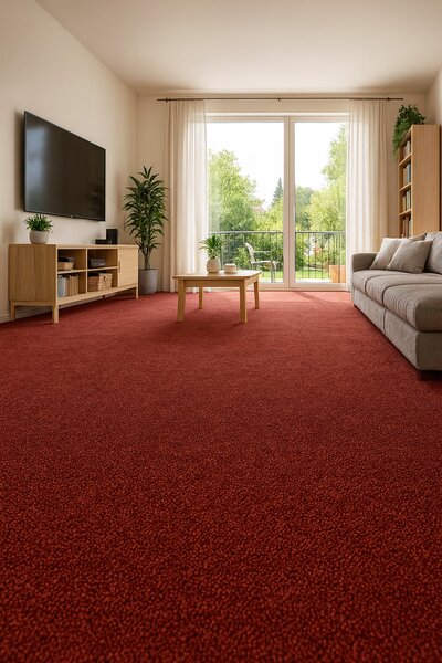 Tapibel, Metrážový koberec Supersoft 110 červený, na míru, šíře 4m, červená, ab (mřížka), dětský pokoj