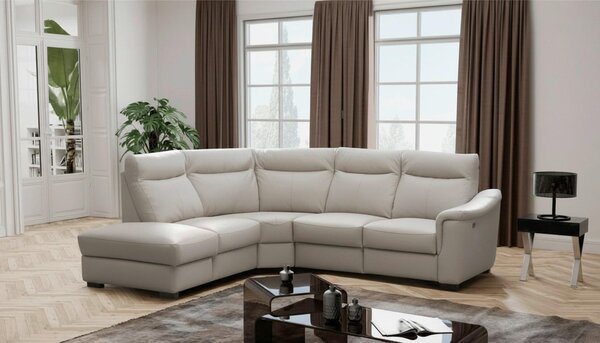 ROHOVÁ SEDAČKA, textil, kůže, platinová Livetastic - Sedací soupravy, Online Only