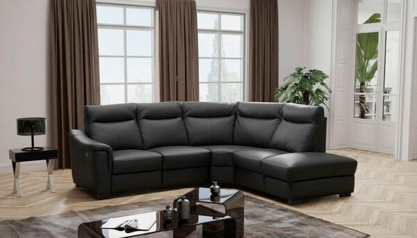 ROHOVÁ SEDAČKA, textil, kůže, černá Livetastic - Sedací soupravy, Online Only