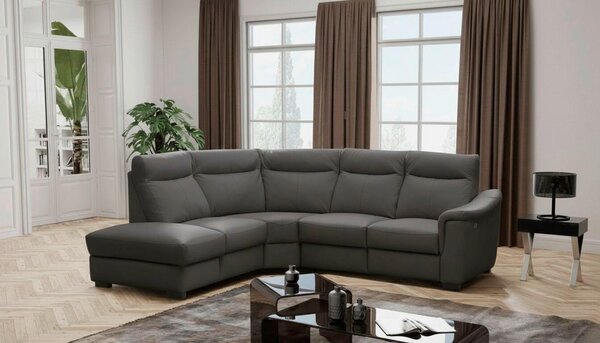 ROHOVÁ SEDAČKA, textil, kůže, antracitová Livetastic - Sedací soupravy, Online Only
