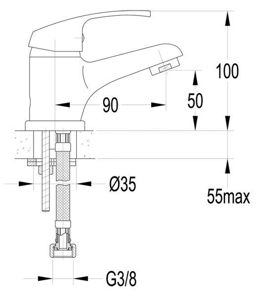AQUALINE 35 stojánková umyvadlová baterie, chrom 52102